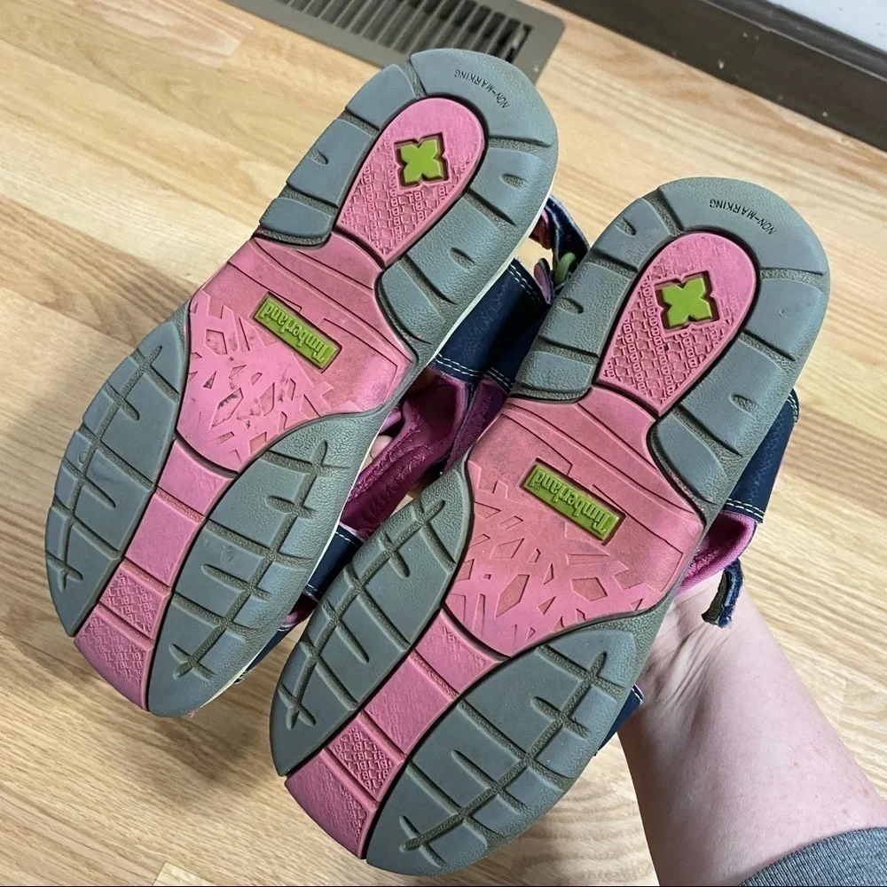 Timberland Girls Sandals Sz 4 Outdoors Kids Blue Pink